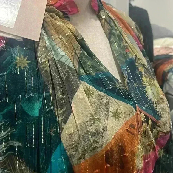 KILLA GATHERED PRINTED FIL COUPÉ GEORGETTE MIDI DRESS ORIGINAL COST $650 - Picture 15 of 15